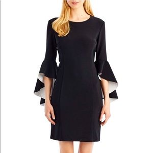 Nicole Miller Two Tone Ruffle Belle Sleeve Dress